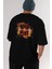 Born To Play Yazılı Arka Baskılı Siyah Oversize T-Shirt Erkek Kadın Bisiklet Yaka 1