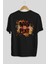 Born To Play Yazılı Arka Baskılı Siyah Oversize T-Shirt Erkek Kadın Bisiklet Yaka 2