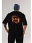 Born To Play Yazılı Arka Baskılı Siyah Oversize T-Shirt Erkek Kadın Bisiklet Yaka 5