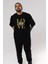 Love Flower Ön Baskılı Siyah Oversize T-Shirt Erkek Kadın Bisiklet Yaka 4