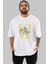 Love Flower Ön Baskılı Beyaz Oversize T-Shirt Erkek Kadın Bisiklet Yaka 1