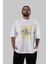 Love Flower Ön Baskılı Beyaz Oversize T-Shirt Erkek Kadın Bisiklet Yaka 5