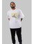 Love Birds Yazılı Ön Baskılı Beyaz Oversize T-Shirt Erkek Kadın Bisiklet Yaka 1