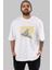 Love Birds Yazılı Ön Baskılı Beyaz Oversize T-Shirt Erkek Kadın Bisiklet Yaka 4