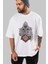 Assassins Ön Baskılı Beyaz Oversize T-Shirt Erkek Kadın Bisiklet Yaka 3