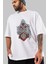 Assassins Ön Baskılı Beyaz Oversize T-Shirt Erkek Kadın Bisiklet Yaka 5