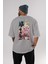 Spy x Famıly Anime Arka Baskılı Gri Oversize T-Shirt %100 Pamuk Erkek Kadın 4