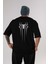 Spiderman Arka Baskılı Siyah Oversize T-Shirt Erkek Kadın Bisiklet Yaka 1