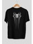 Spiderman Arka Baskılı Siyah Oversize T-Shirt Erkek Kadın Bisiklet Yaka 2