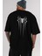 Spiderman Arka Baskılı Siyah Oversize T-Shirt Erkek Kadın Bisiklet Yaka 5