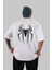 Spiderman Arka Baskılı Beyaz Oversize T-Shirt Erkek Kadın Bisiklet Yaka 1