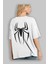 Spiderman Arka Baskılı Beyaz Oversize T-Shirt Erkek Kadın Bisiklet Yaka 3