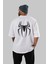Spiderman Arka Baskılı Beyaz Oversize T-Shirt Erkek Kadın Bisiklet Yaka 4
