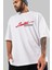 Limited Edition Ön Baskılı Beyaz Oversize T-Shirt Erkek Kadın Bisiklet Yaka 3