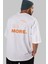 Do More Yazılı Arka Baskılı Beyaz Oversize T-Shirt Erkek Kadın Bisiklet Yaka 3