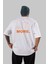 Do More Yazılı Arka Baskılı Beyaz Oversize T-Shirt Erkek Kadın Bisiklet Yaka 4