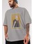 John Potter Ön Baskılı Gri Oversize T-Shirt Unisex Erkek Kadın Bisiklet Yaka 3