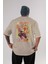 Kyojuro Rengoku Anime Arka Baskılı Bej Oversize T-Shirt %100 Pamuk Erkek Kadın 1