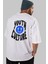 Youth Culture Arka Baskılı Beyaz Oversize T-Shirt Erkek Kadın Bisiklet Yaka 1