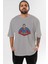Kryptonian Ön Baskılı Gri Oversize T-Shirt Unisex Erkek Kadın Bisiklet Yaka 1
