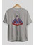 Kryptonian Ön Baskılı Gri Oversize T-Shirt Unisex Erkek Kadın Bisiklet Yaka 2