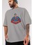 Kryptonian Ön Baskılı Gri Oversize T-Shirt Unisex Erkek Kadın Bisiklet Yaka 3