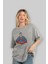 Kryptonian Ön Baskılı Gri Oversize T-Shirt Unisex Erkek Kadın Bisiklet Yaka 4