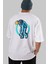 Astronaut Dribble Arka Baskılı Beyaz Oversize T-Shirt Erkek Kadın Bisiklet Yaka 1