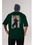 Yuuji Itadori 1 Anime Arka Baskılı Zümrüt Yeşili Oversize T-Shirt Pamuk Erkek Kadın 1