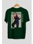 Yuuji Itadori 1 Anime Arka Baskılı Zümrüt Yeşili Oversize T-Shirt Pamuk Erkek Kadın 2