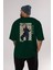 Yuuji Itadori 1 Anime Arka Baskılı Zümrüt Yeşili Oversize T-Shirt Pamuk Erkek Kadın 5