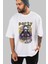 Party Starter Ön Baskılı Beyaz Oversize T-Shirt Erkek Kadın Bisiklet Yaka 2