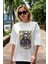 Party Starter Ön Baskılı Beyaz Oversize T-Shirt Erkek Kadın Bisiklet Yaka 5