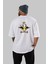 Black Angel Arka Baskılı Beyaz Oversize T-Shirt Erkek Kadın Bisiklet Yaka 1