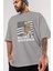 Luther King Ön Baskılı Gri Oversize T-Shirt Unisex Erkek Kadın Bisiklet Yaka 3