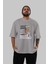 Luther King Ön Baskılı Gri Oversize T-Shirt Unisex Erkek Kadın Bisiklet Yaka 5