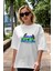 Love Peace Summer Ön Baskılı Beyaz Oversize T-Shirt Erkek Kadın Bisiklet Yaka 1