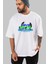 Love Peace Summer Ön Baskılı Beyaz Oversize T-Shirt Erkek Kadın Bisiklet Yaka 3
