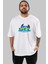Love Peace Summer Ön Baskılı Beyaz Oversize T-Shirt Erkek Kadın Bisiklet Yaka 4