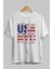 Usa Nyc Ön Baskılı Beyaz Oversize T-Shirt Erkek Kadın Bisiklet Yaka 2