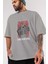 Blade Tyson Ön Baskılı Gri Oversize T-Shirt Unisex Erkek Kadın Bisiklet Yaka 3