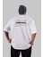 Unknown Yazılı Arka Baskılı Beyaz Oversize T-Shirt Erkek Kadın Bisiklet Yaka 4