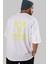 Phoenix Yazılı Arka Baskılı Beyaz Oversize T-Shirt Erkek Kadın Bisiklet Yaka 3