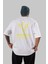 Phoenix Yazılı Arka Baskılı Beyaz Oversize T-Shirt Erkek Kadın Bisiklet Yaka 5