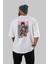 Simon 5 Anime Arka Baskılı Beyaz Oversize T-Shirt Pamuk Erkek Kadın 4