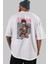 Simon 5 Anime Arka Baskılı Beyaz Oversize T-Shirt Pamuk Erkek Kadın 5