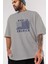 Made In America Ön Baskılı Gri Oversize T-Shirt Unisex Erkek Kadın Bisiklet Yaka 3