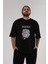 Medusa Ön Baskılı Siyah Oversize T-Shirt Erkek Kadın Bisiklet Yaka 4