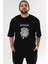 Medusa Ön Baskılı Siyah Oversize T-Shirt Erkek Kadın Bisiklet Yaka 5