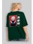 Arka Baskılı Zümrüt Yeşili Oversize T-Shirt Pamuk Erkek Kadın 4